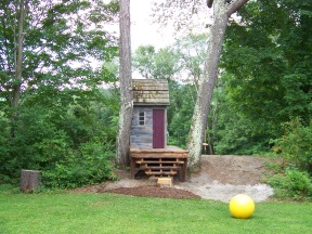 Restored barn playhouse with new stairs