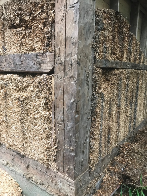 wood shaving insulation on historic barn